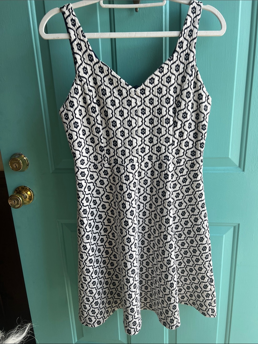 Altar'd State Navy & White Geometric Midi Dress 👗 size Large